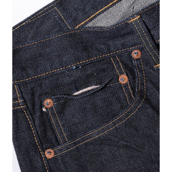 Sugar Cane - 1955z Model - Straight Leg - Selvedge Denim Jeans - One Wash Indigo - Close up of pocket