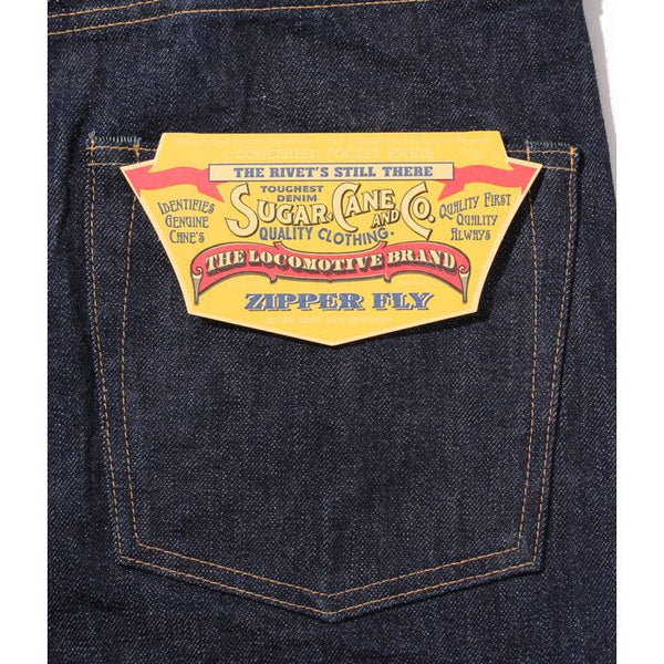 Sugar Cane - 1955z Model - Straight Leg - Selvedge Denim Jeans - One Wash Indigo - pocket branding