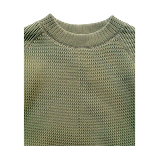 Jackman waffle Mid neck sweatshirt - Olive - collar