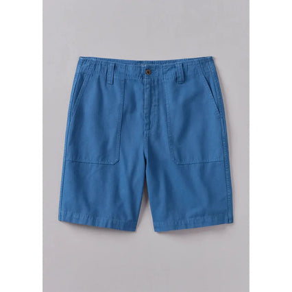 Toast - Garment Dyed Cotton Canvas Shorts - Flask Blue - Front View Flatlay