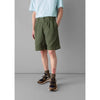 Toast - Double Pleat Cotton Linen Shorts - Pine Green - Model front view