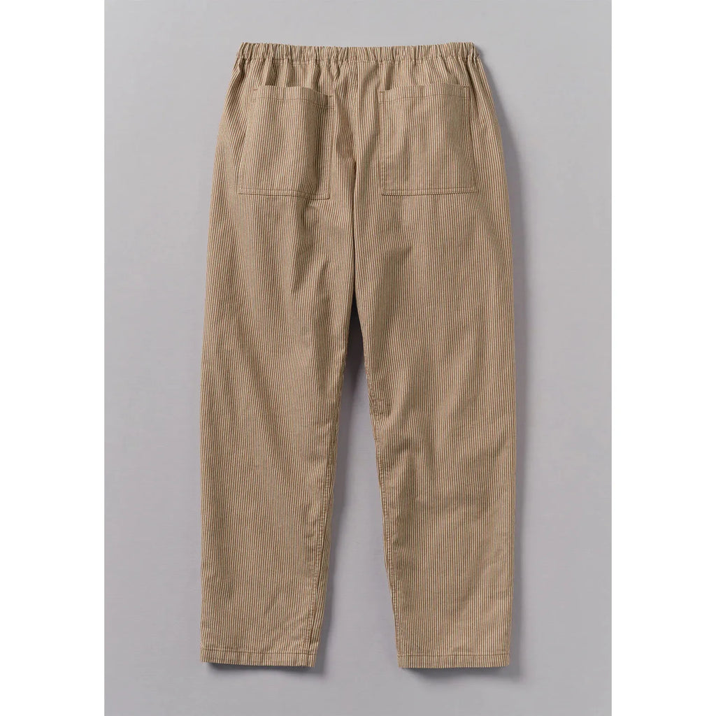 Toast - Alfie Stripe Organic Cotton Trousers - Ecru/ Brown - Rear View