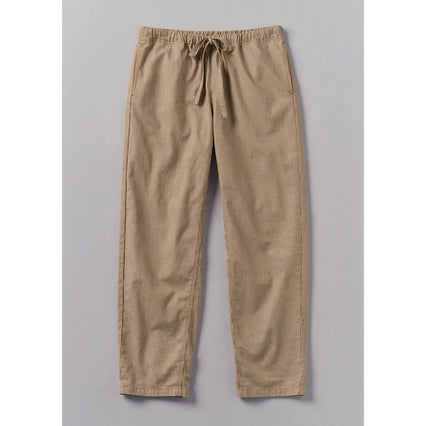 Toast - Alfie Stripe Organic Cotton Trousers - Ecru/ Brown - Front View