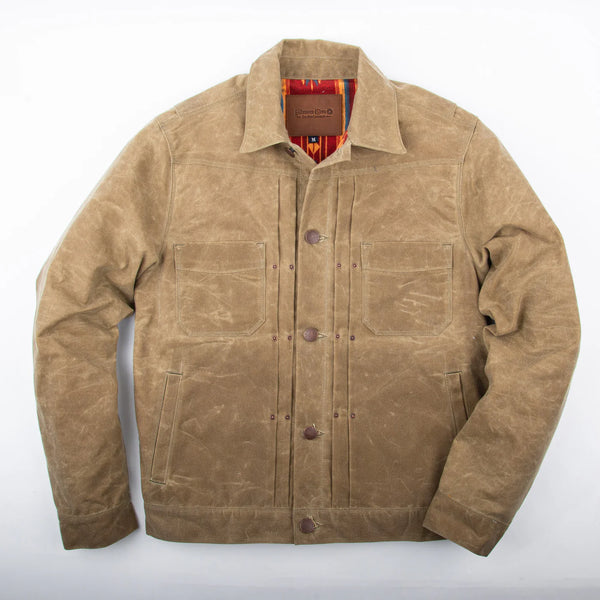 Freenote Cloth - RJ1 Riders Jacket - Tobacco Waxed Canvas  - Front View