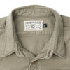 Freenote Cloth - Utility Shirt Light - Olive colour - close up of collar and label