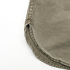 Freenote Cloth - Utility Shirt Light - Olive colour  - Close up of curved hem and stitching