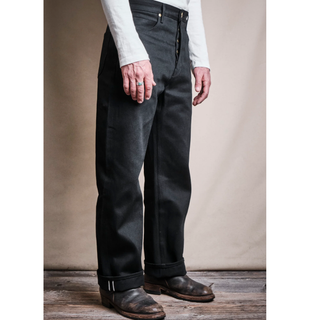 Freenote Cloth Modesto Wide Straight Leg Jeans 15.75oz Black Denim Jeans