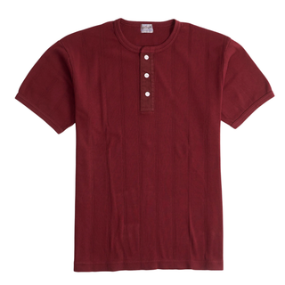 Whitesville S/S Henley Buton Collar - Wine