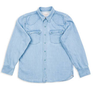 Freenote Cloth Modern Western Shirt 11 Oz Bleached Denim / Turquoise