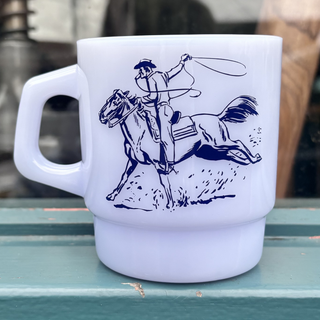 Red Rabbit Trading Milk Glass Mug - Blue