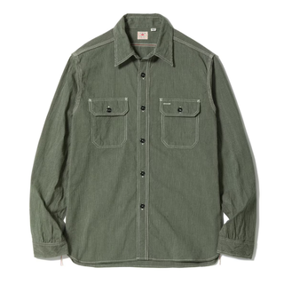 Sugar Cane Jean Cord Work Shirt - Green