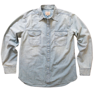 `Wythe Chambray Workshirt - Distressed and Sunfaded Indigo