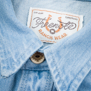 Freenote Cloth Modern Western Shirt 11 Oz Bleached Denim / Turquoise