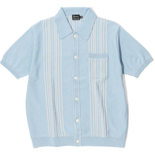 Pherrow's Short Sleeve Knitted Cardigan Light Blue Sax