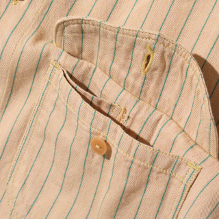Sugar Cane Coke Stripe Work Shirt - Beige