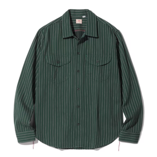 Sugar Cane Coke Stripe Work Shirt - Green