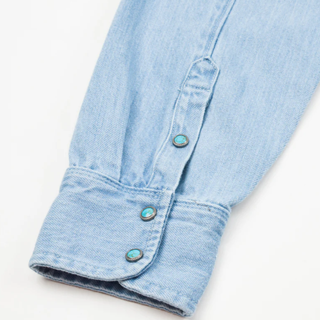Freenote Cloth Modern Western Shirt 11 Oz Bleached Denim / Turquoise