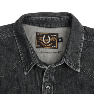 Freenote Cloth  modern western Shirt 11oz Black Stone Washed Denim