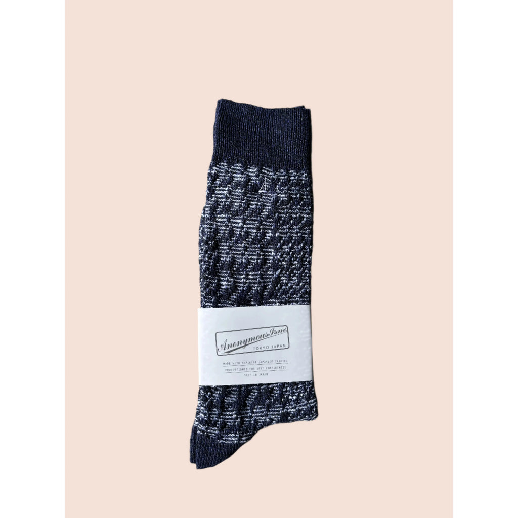 Anonmous Ism Houndstooth Socks - navy