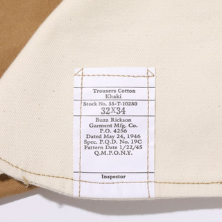 Buzz Rickson EARLY MILITARY CHINOS 1945 MODEL (ONE WASH) Camel