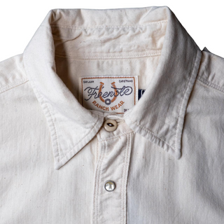 Freenote Cloth Bodie S/S Shirt - Natural Herrigbone