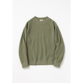 Jackman waffle Mid neck sweatshirt - Olive - front flat lay
