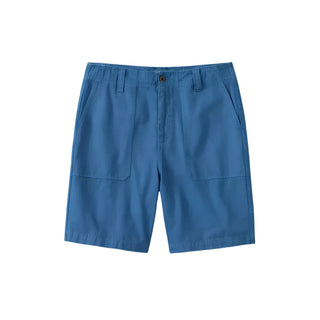 Toast - Garment Dyed Cotton Canvas Shorts - Flask Blue - Front View Flatlay