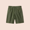 Toast - Double Pleat Cotton Linen Shorts - Pine Green- Rear View - Flat lay