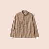 Toast - Half Placket Stripe Workwear Shirt - Brown Ticking Stripe - Front view flatlay