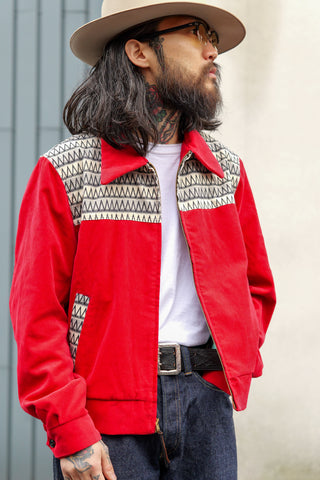 The Groovin High - 1950s Corduroy Blouson - Red worn on model