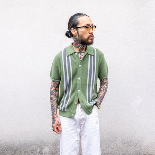 model wearing green pherrows knit polo