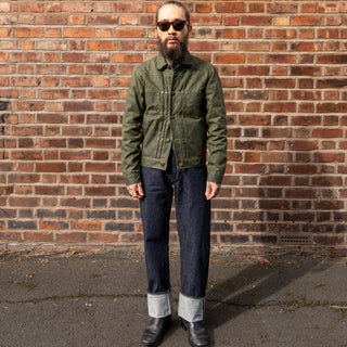 Freenote Cloth RJ1 Riders Jacket Olive Waxed Canvas