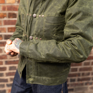 Freenote Cloth RJ1 Riders Jacket Olive Waxed Canvas