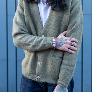Pherrow's Mohair Cardigan Olive 25W-PMSC1
