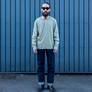 Wythe Cotton Henley Faded Olive