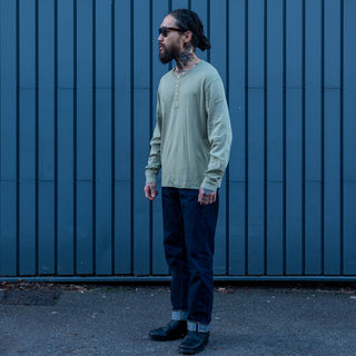 Wythe Cotton Henley Faded Olive