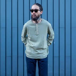 Wythe Cotton Henley Faded Olive