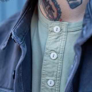Wythe Cotton Henley Faded Olive