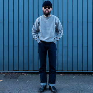 Buzz Rickson Set In Crew Neck Sweat Shirt Heather Grey