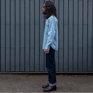 Freenote Cloth Modern Western Shirt 11 Oz Bleached Denim / Turquoise
