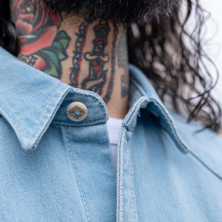Freenote Cloth Modern Western Shirt 11 Oz Bleached Denim / Turquoise