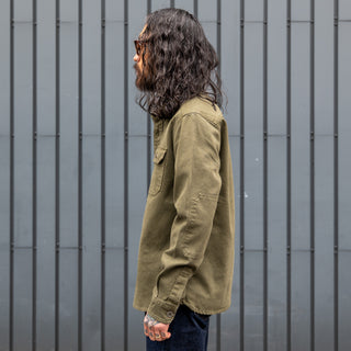 Iron And Resin Journeyman Beford Cord Shirt Olive Green