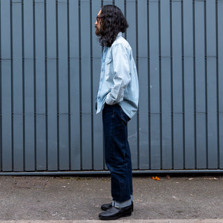 `Wythe Chambray Workshirt - Distressed and Sunfaded Indigo