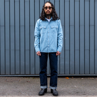Freenote Cloth Modern Western Shirt LS Chambray Clear Blue