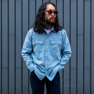 Freenote Cloth Modern Western Shirt LS Chambray Clear Blue