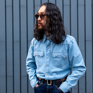 Freenote Cloth Modern Western Shirt LS Chambray Clear Blue