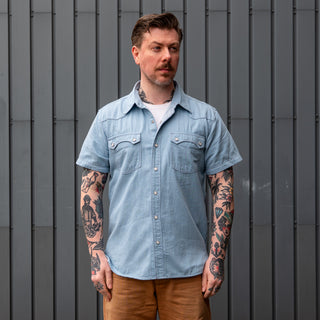 Freenote Cloth Modern Western Shirt SS Chambray Clear Blue