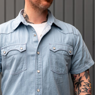 Freenote Cloth Modern Western Shirt SS Chambray Clear Blue