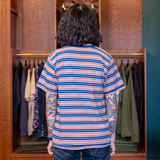 Freenote Cloth Mooch Striped 9oz Striped T-shirt - Blue