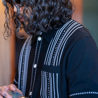 Pherrow's Short Sleeve Knitted Cardigan Black